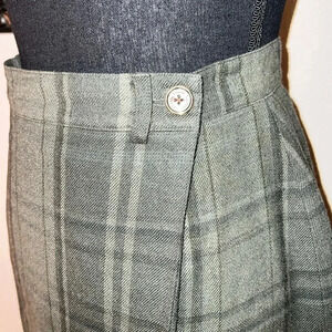 Ralph Lauren Women’s Vintage 80s 90s Olive Plaid Wool Fringe Preppy Classic 10